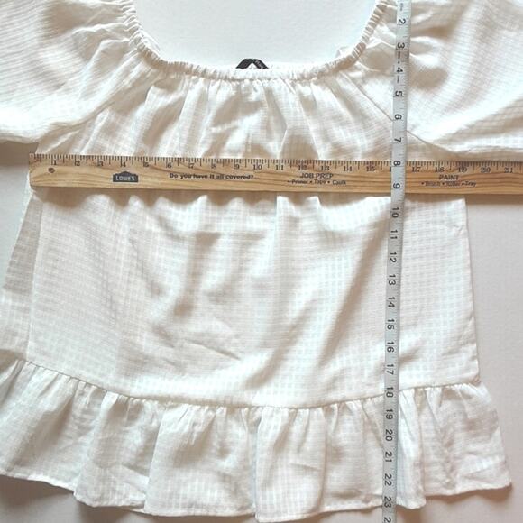 Anthropologie Doe & Rae NEW White Peplum White Off Shoulder Ruffled Top M - Picture 8 of 12
